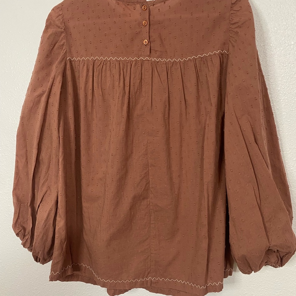 Max Studio Rust Embroidered Blouse - Picture 4 of 11